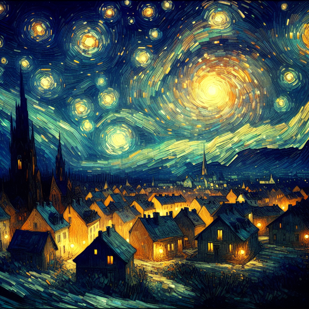 Visualize a Van Gogh-inspired night sky